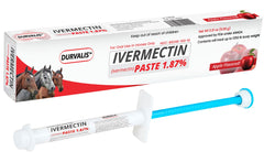 Pasta vermectina DURVALIS sabor manzana en empaque para desparasitar caballos de forma suave.