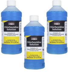 Botellas de Durvet clorhexidina 16 onzas para limpieza de heridas superficiales.