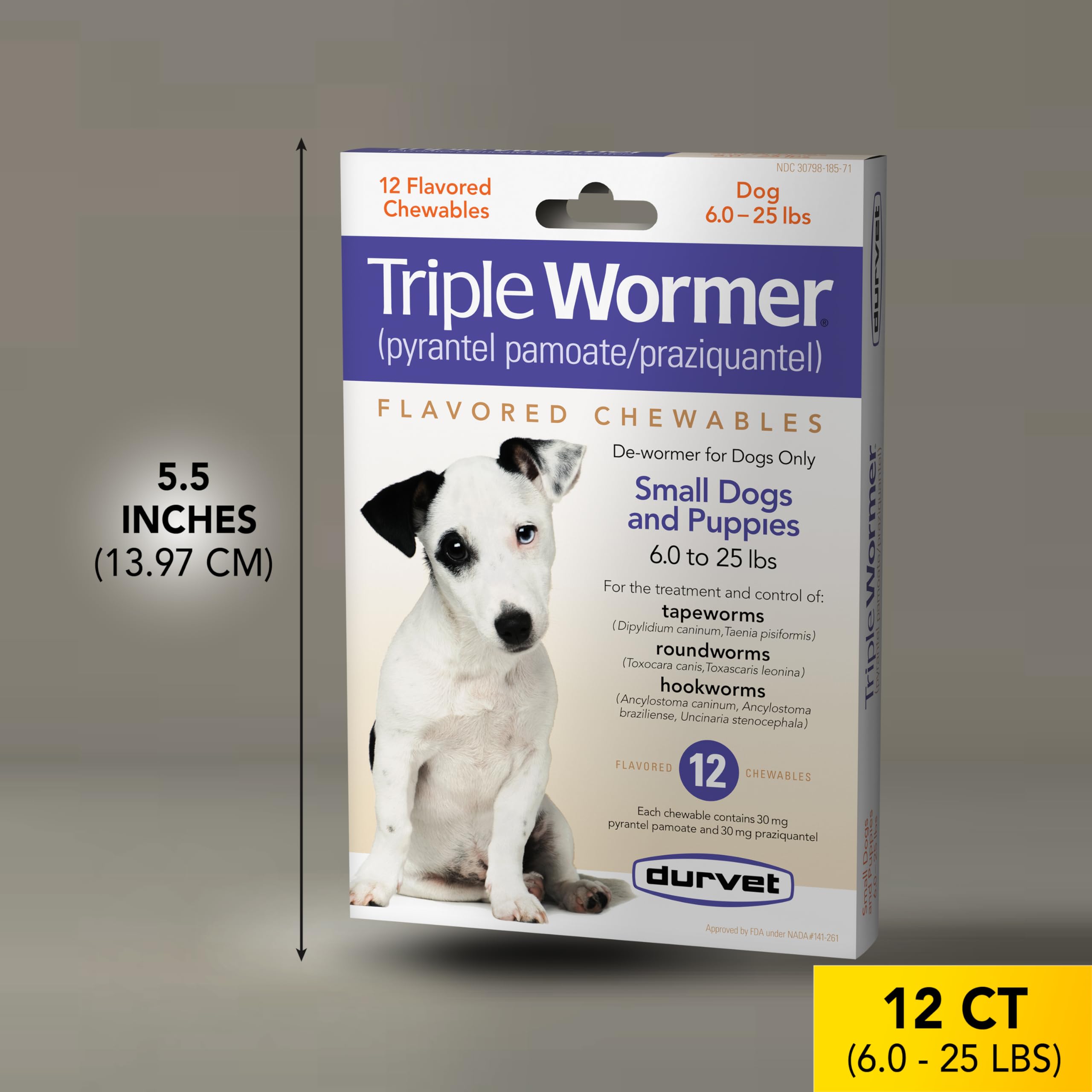 Durvet Desparasitante Triple para cachorros: dosis incluidas en la caja.