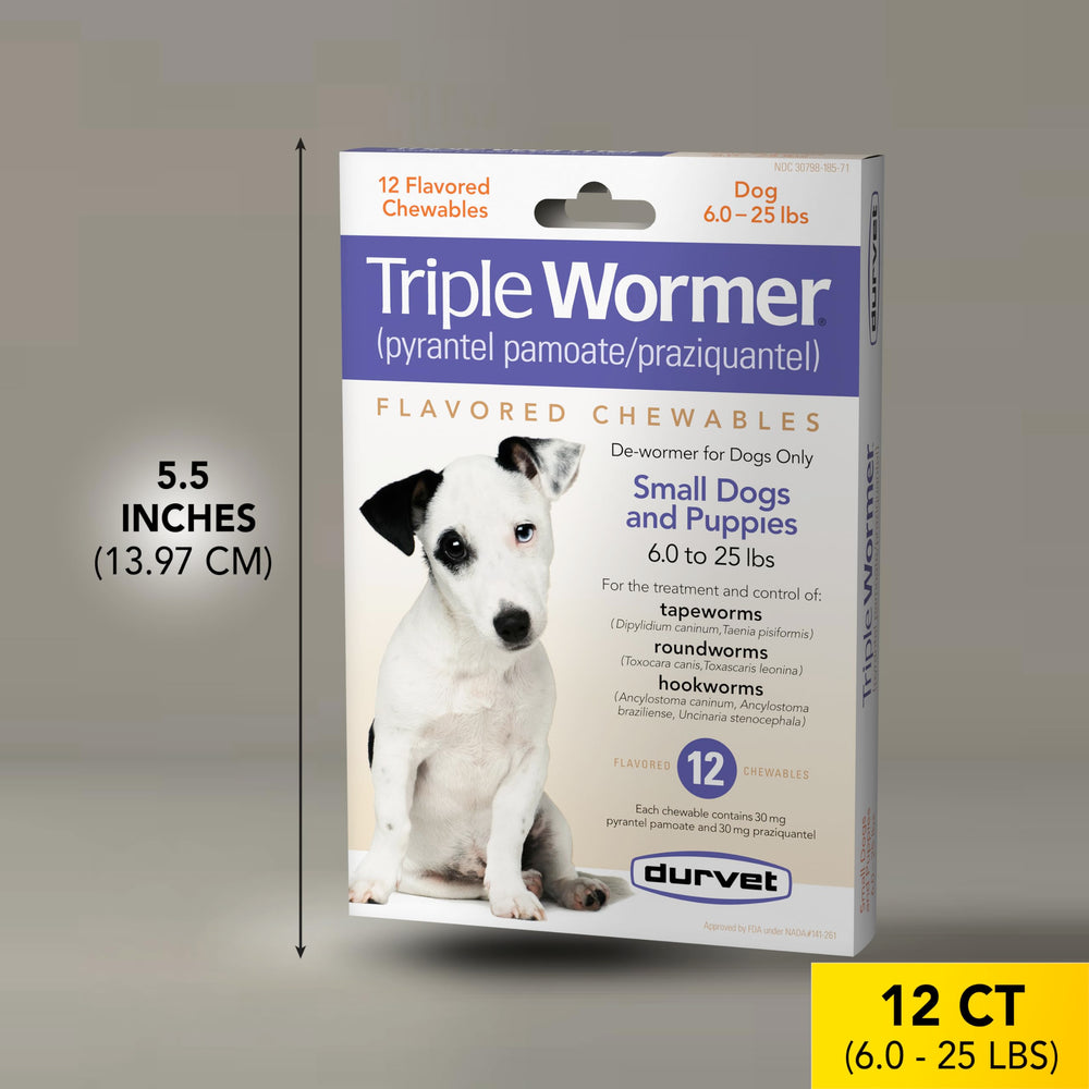 Durvet Desparasitante Triple para cachorros: dosis incluidas en la caja.
