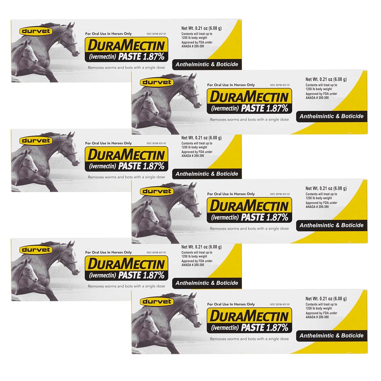 Durvet Duramectin desparasitante equino en pasta, tubo de dosis oral fácil para desparasitar caballos.