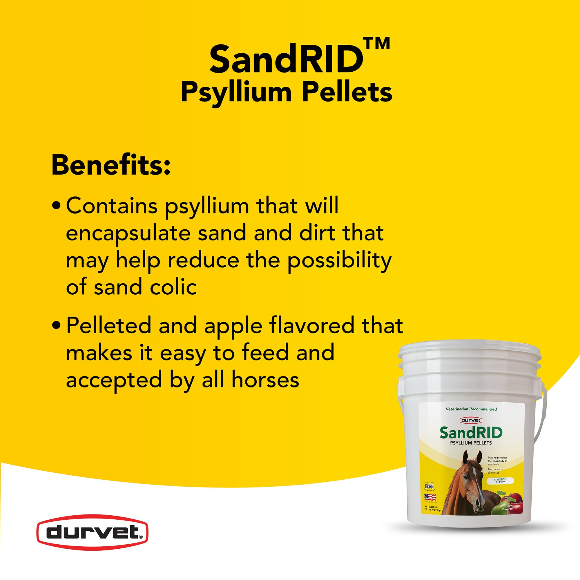 Medidor de porciones para dosis diarias de Durvet Sandrid Psyllium.