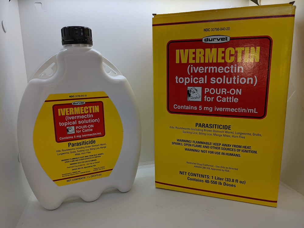 Durvet Ivermectina para aplicación tópica en ganado: botella de 1000 ml lista para usar