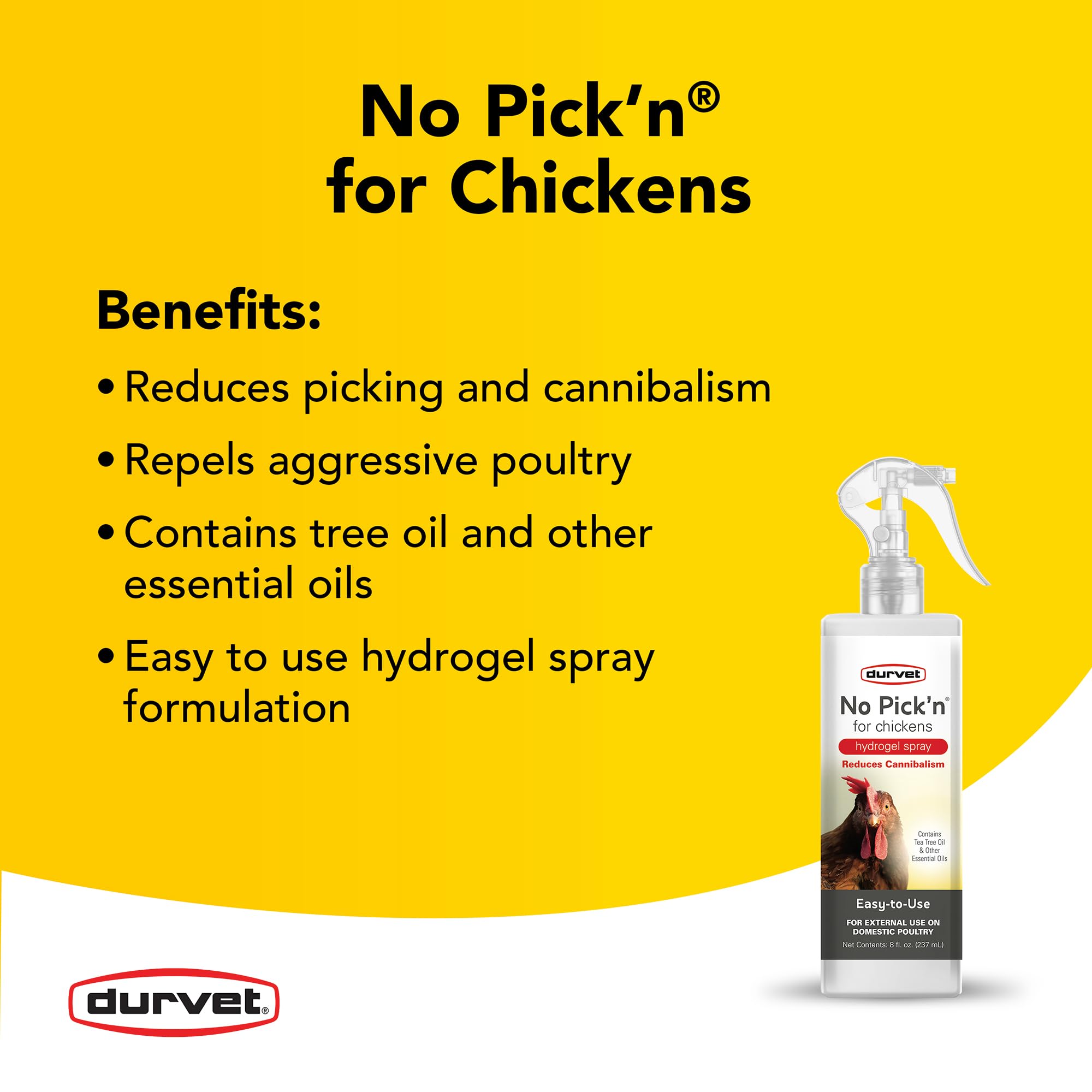 Durvet No Pick'n pulvérisation hydrogel facile sur le plumage des poules.