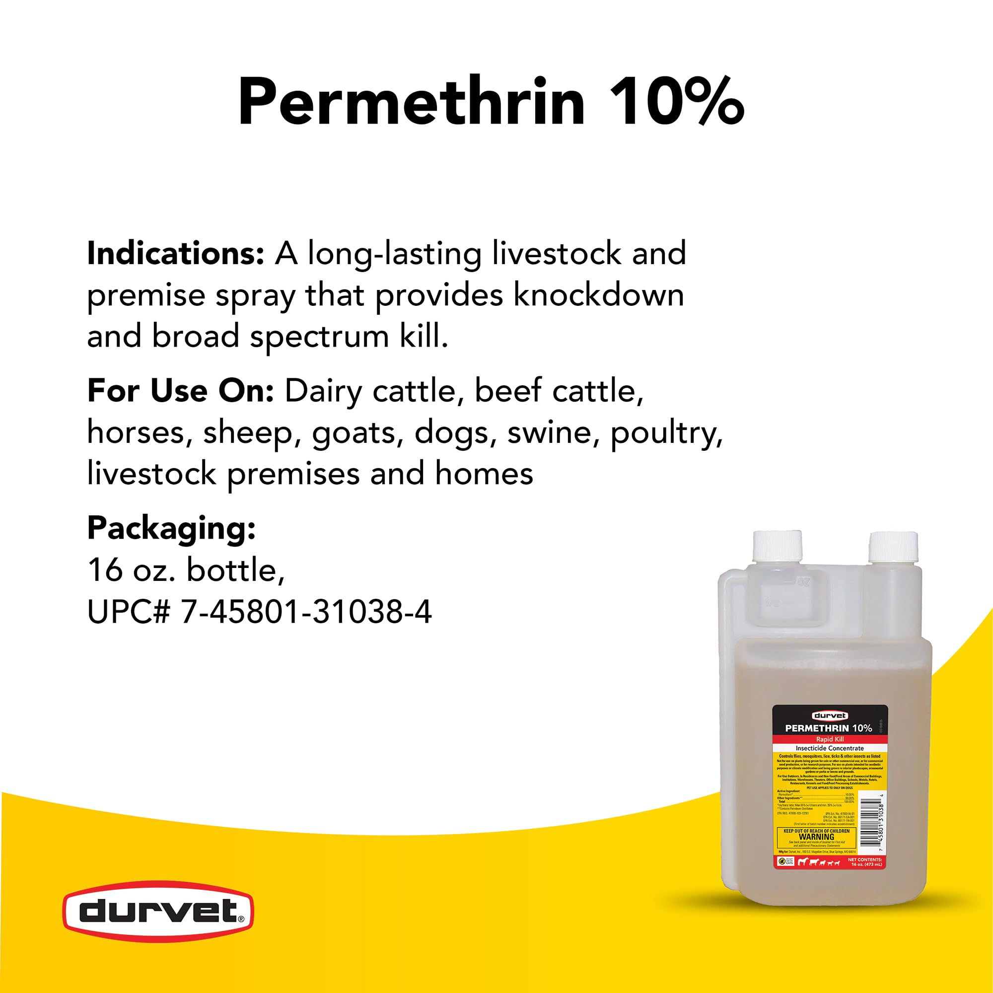 Durvet Permethrin EC 10% para aplicación en perros, cuidado del pelaje y confort.
