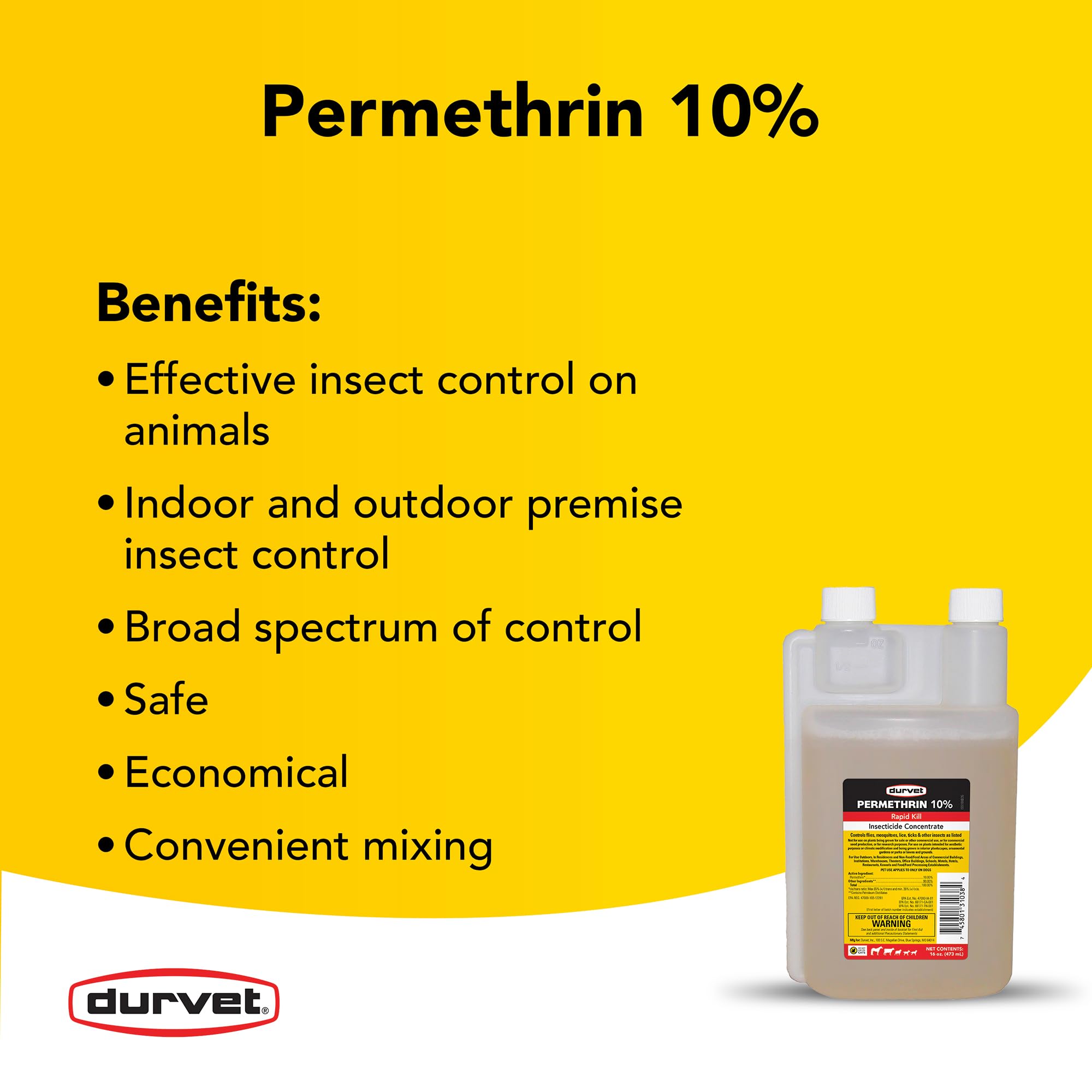 Durvet Permethrin EC 10% etiqueta: datos y uso recomendado para el hogar.