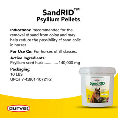 Durvet Sandrid Psyllium Pellets para caballos de todas las edades, fácil de incorporar
