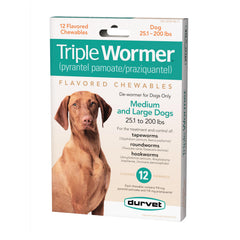 Durvet Triple Wormer para perro mediano, tableta masticable
