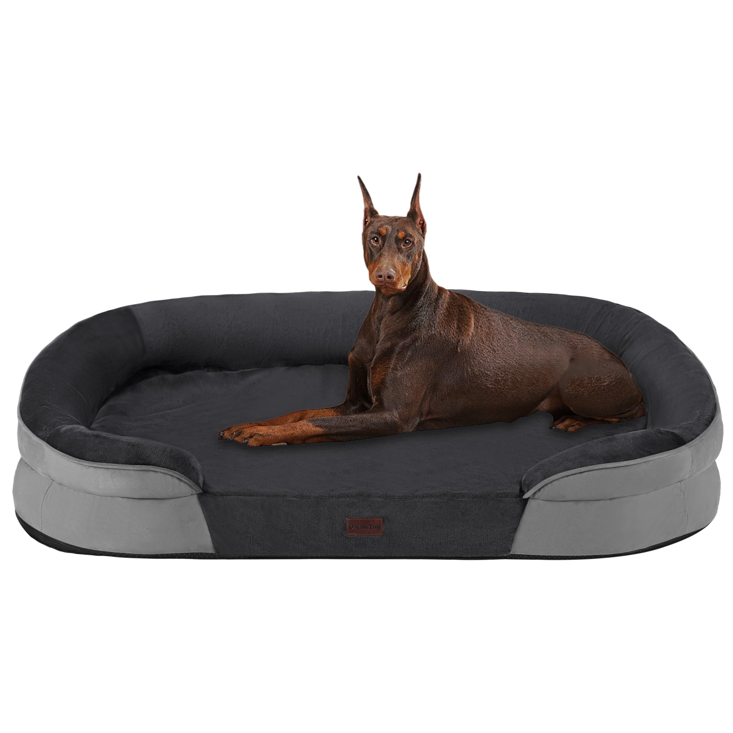 Cama Dwanton ortopédica 48 pulgadas para perros grandes, soporte cómodo y estable.