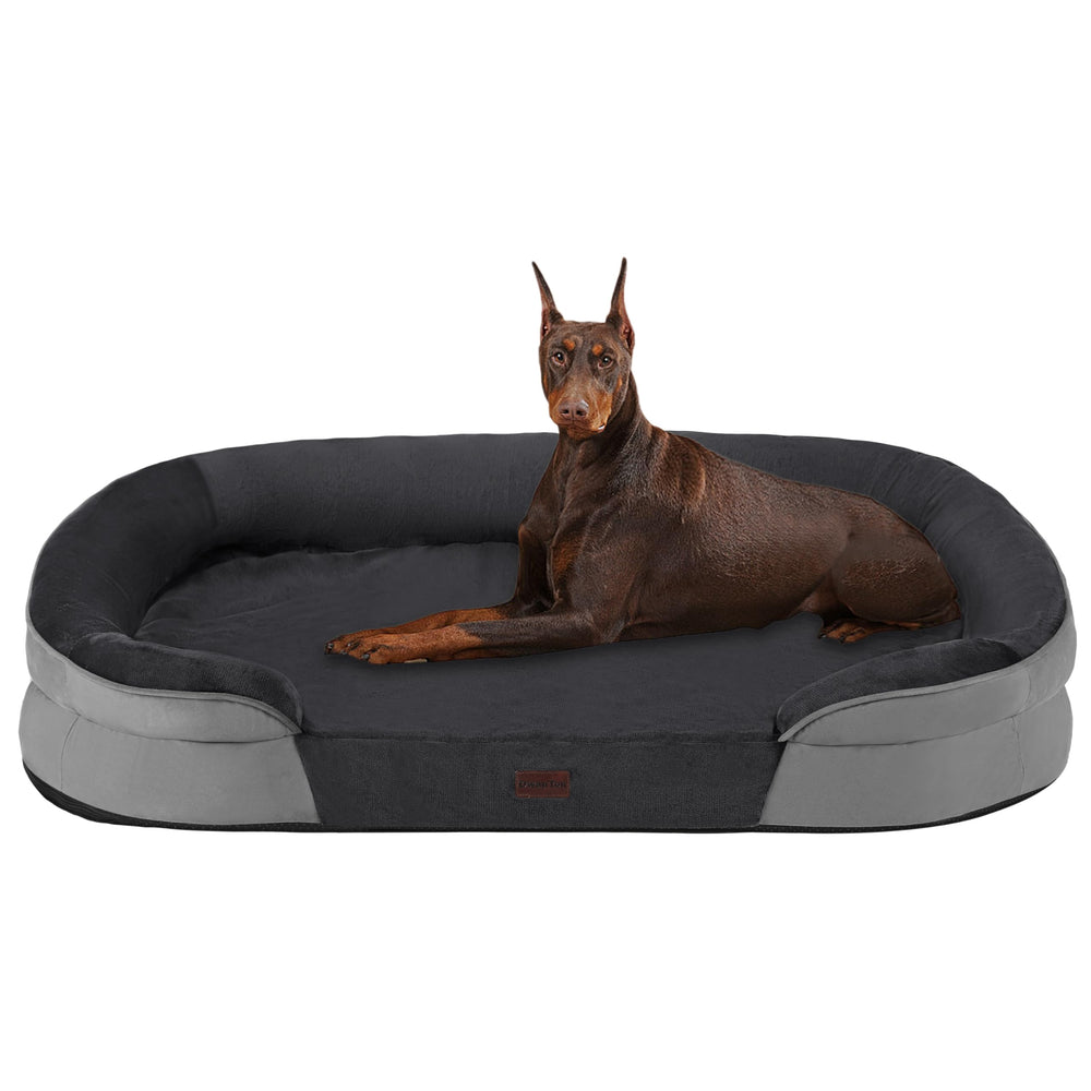 Cama Dwanton ortopédica 48 pulgadas para perros grandes, soporte cómodo y estable.