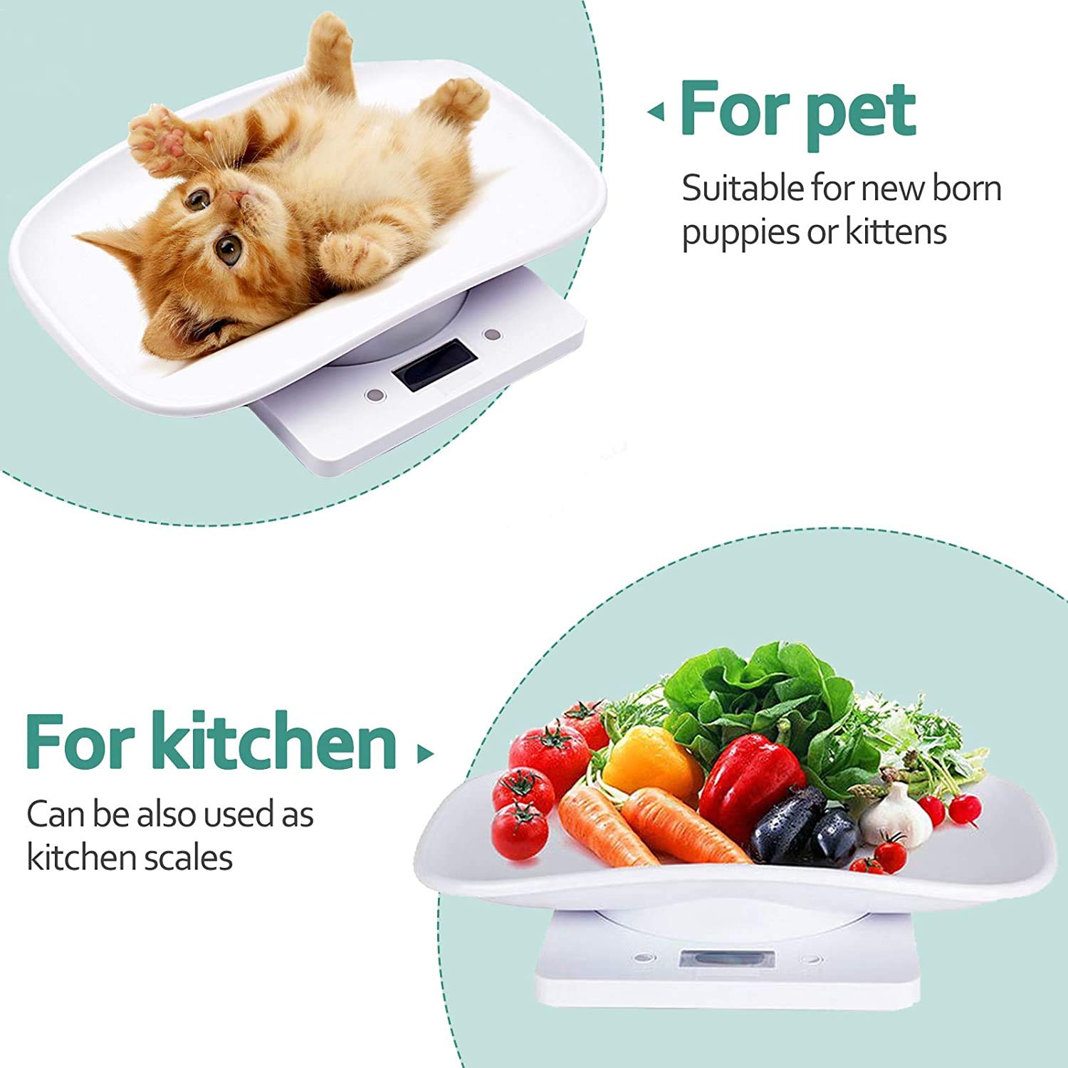 Uso en cocina: pesa alimentos con g, ml, oz y lb