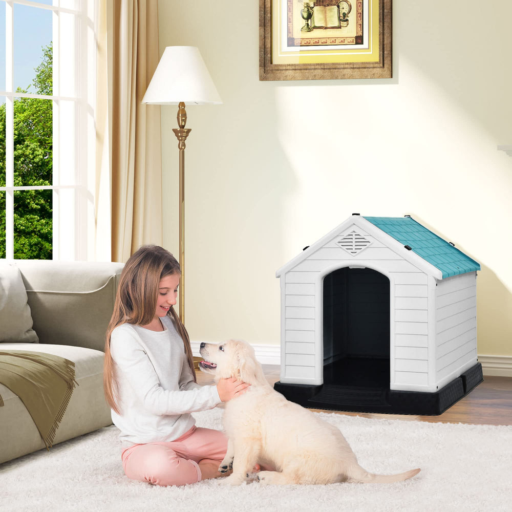 DWVO casa-perros base elevada, reduce humedad y mantiene seco el interior
