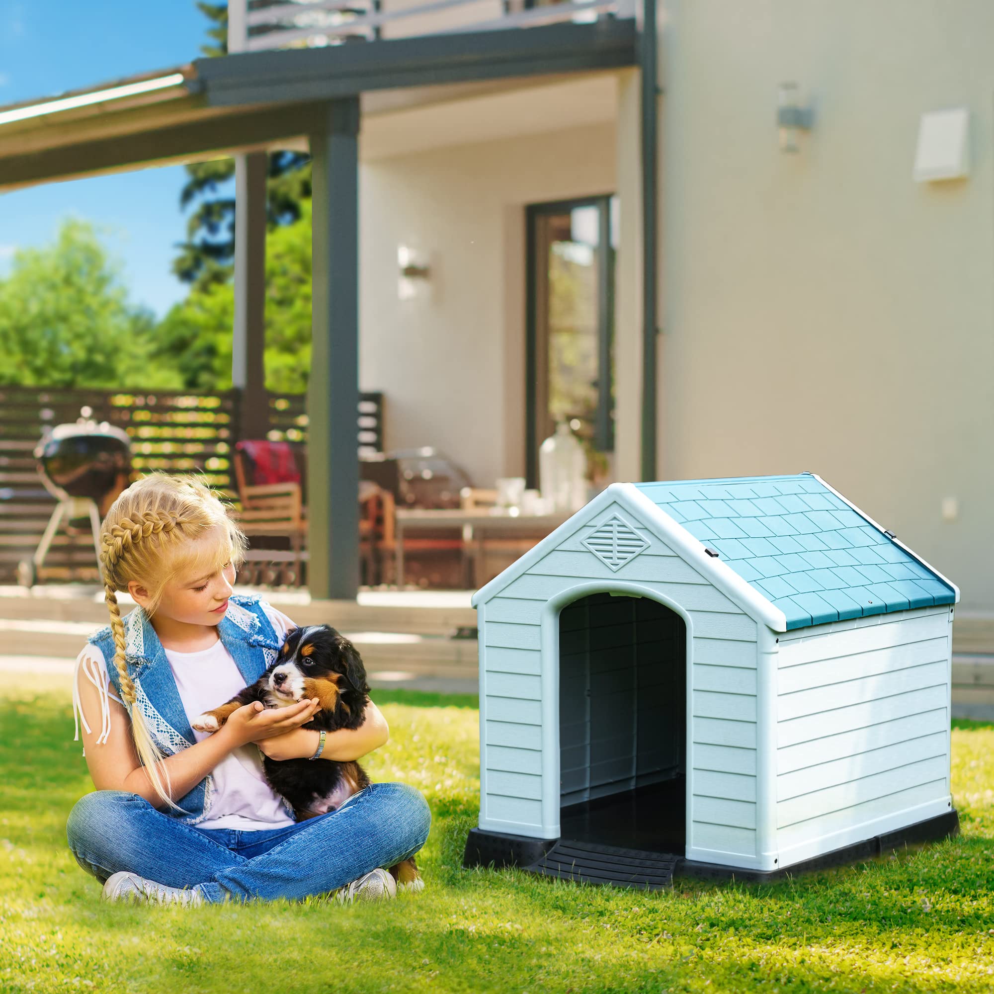 DWVO casa-perros con diseño ventilado, mejora la circulación y la comodidad