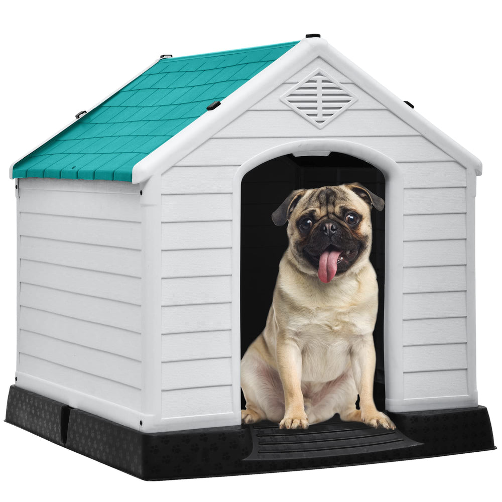 DWVO casa-perros exterior grande azul, resistente para uso al aire libre