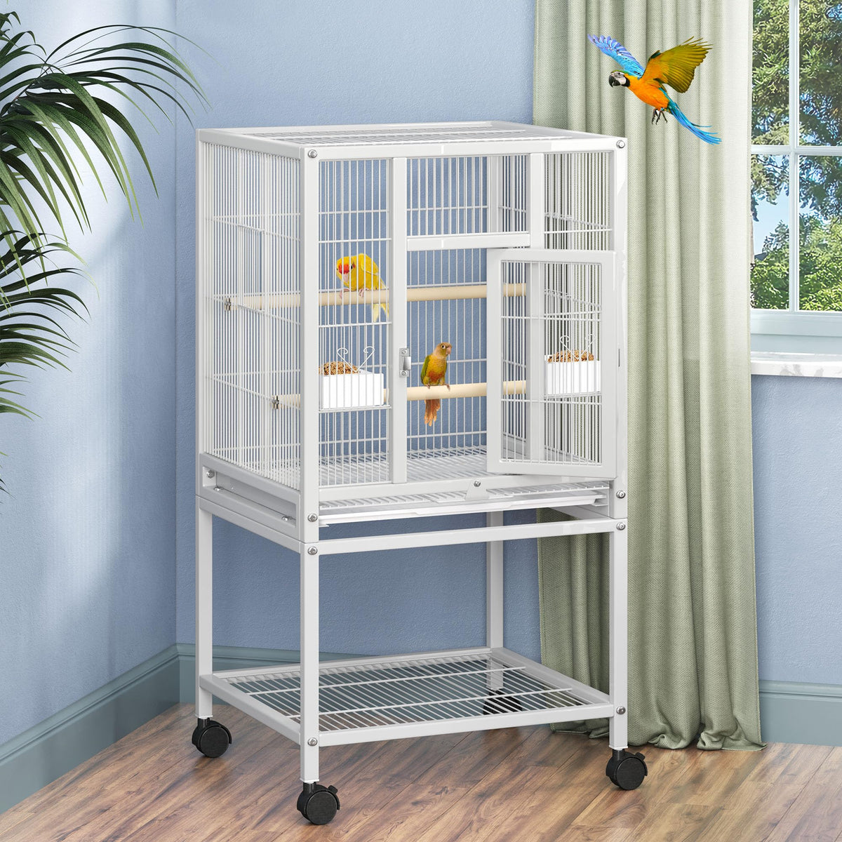 dwvo jaula 41 pulgadas vista frontal: diseño elegante y espacioso para aves.