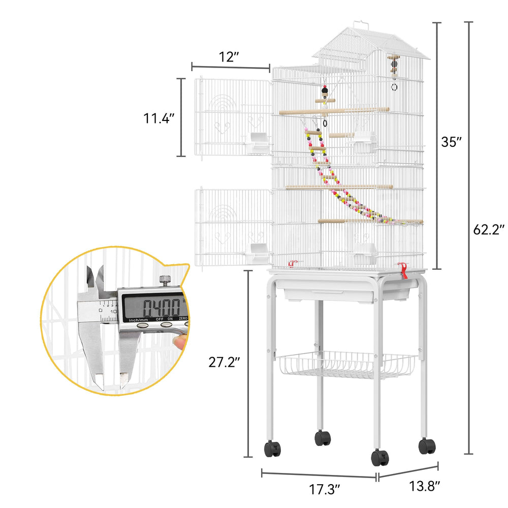 DWVO jaula con acceso superior para limpieza y observación fácil.