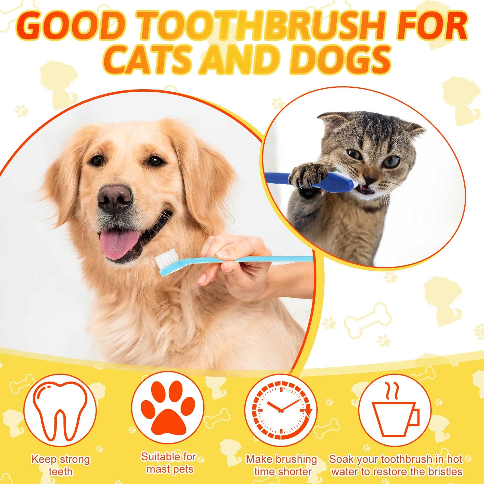 Eaasty cepillo dental de cabeza pequeña para dientes de mascotas pequeñas
