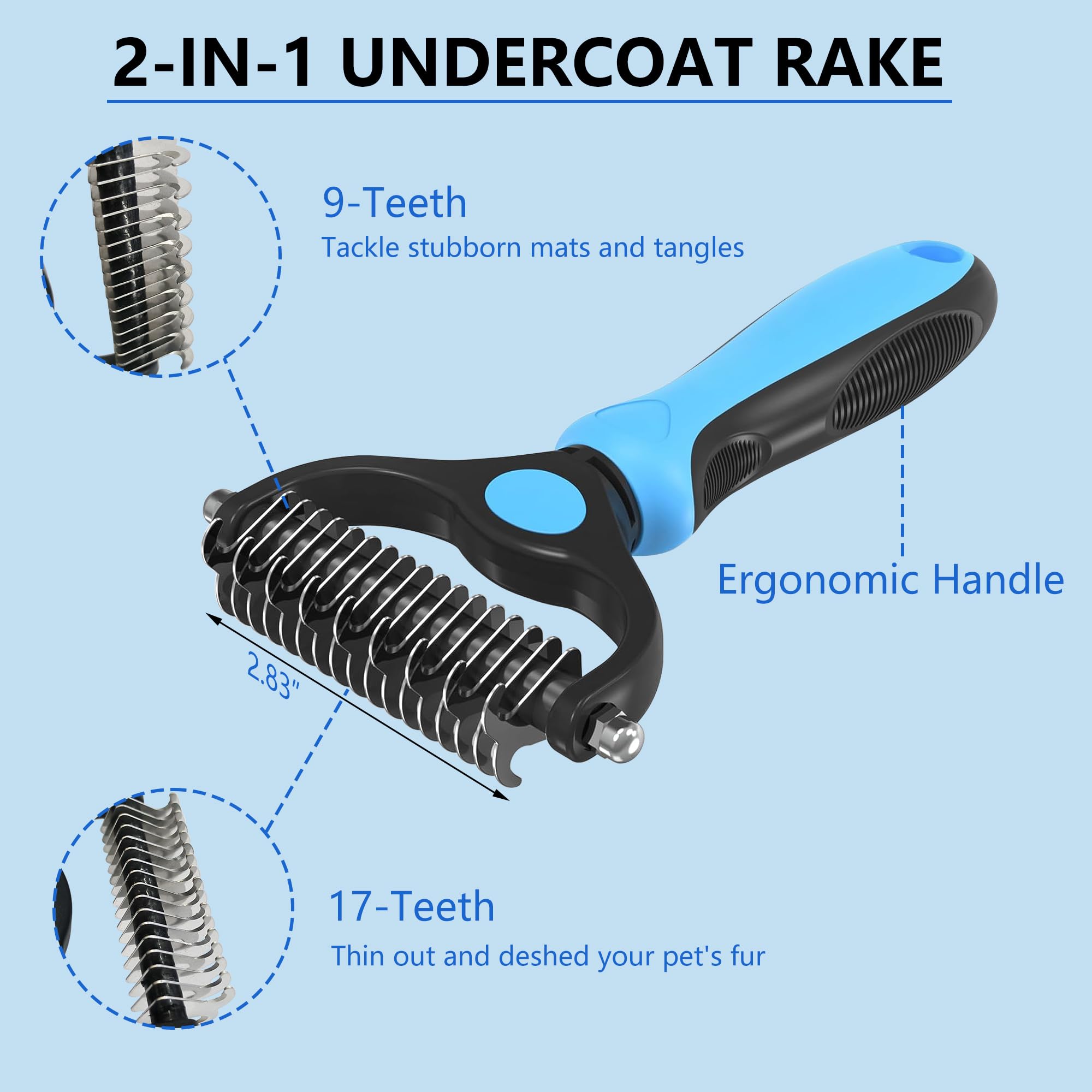 Rastrillo de subpelo doble cara EAFBAO, elimina pelo suelto sin irritación.