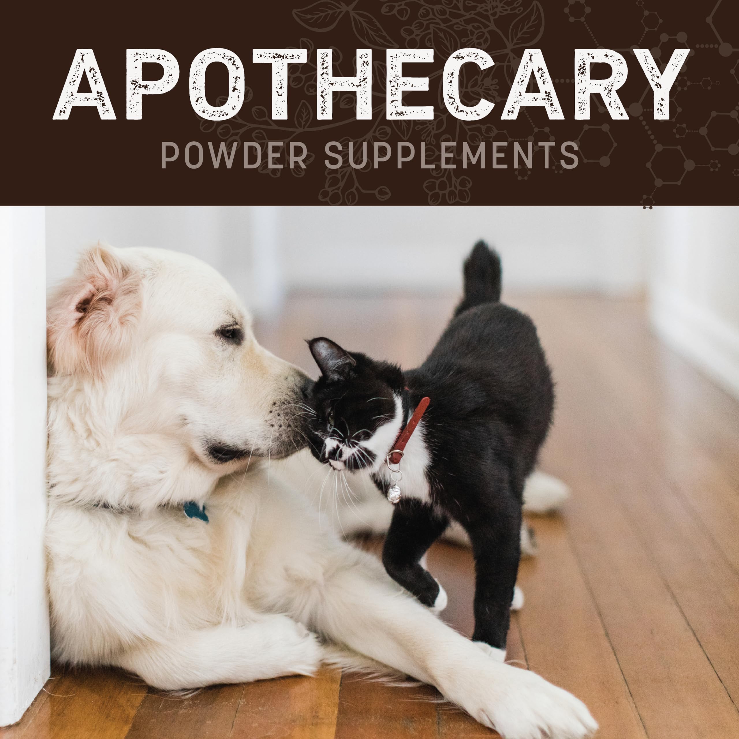 Earth Animal Apothecary Powder con enfoque en reducir comer heces en mascotas.