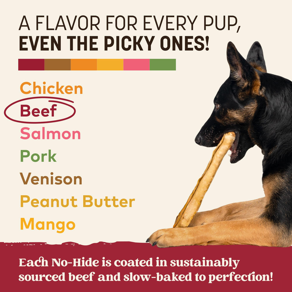 Earth Animal No Hide Chews, carne de res de alta calidad para perros grandes.
