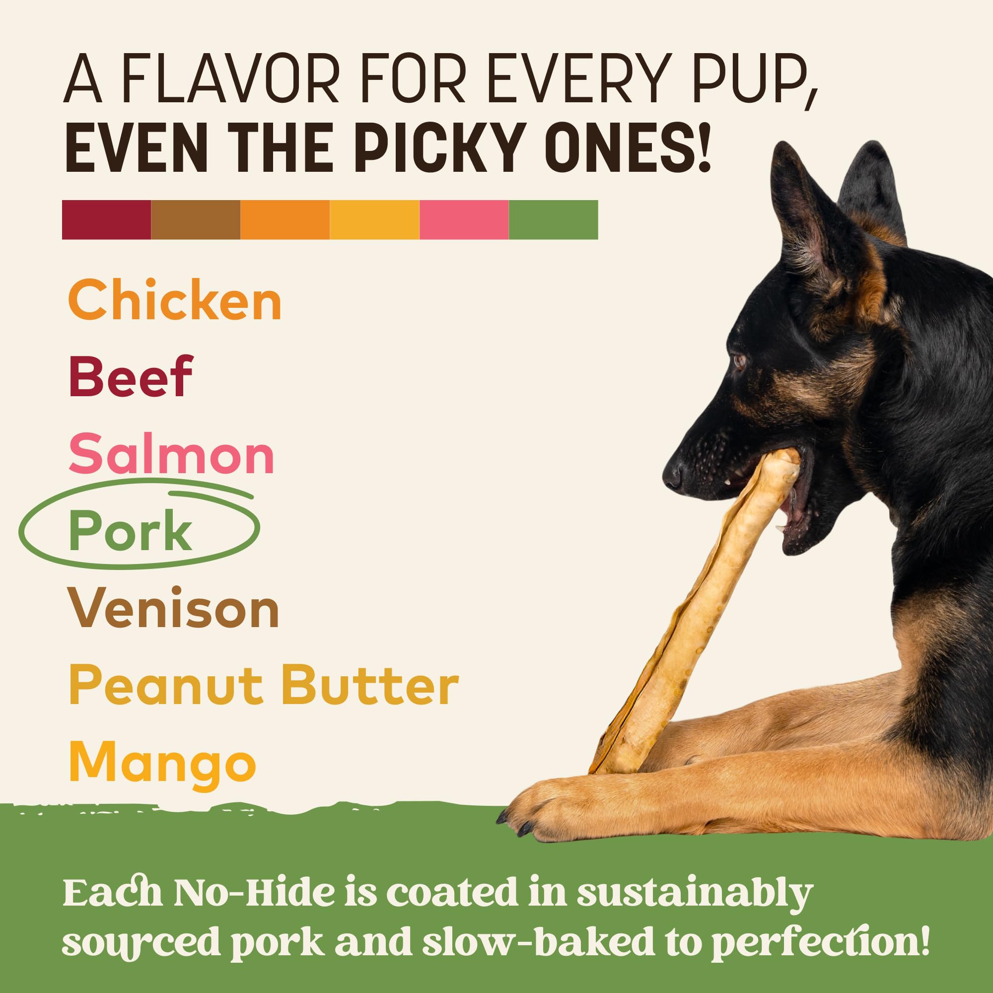 Earth Animal No Hide Chews: ingredientes puros, libres de blanqueadores.