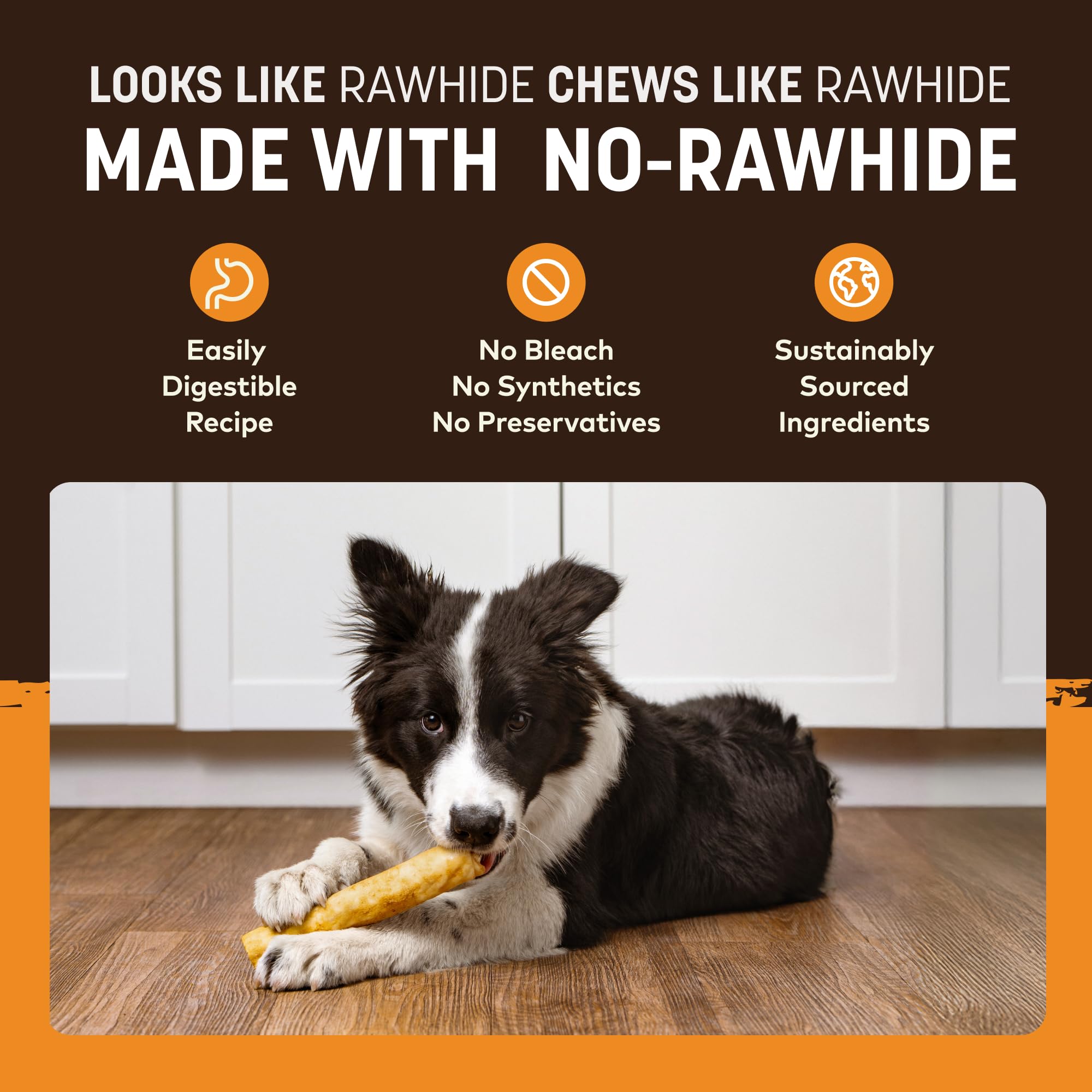 Earth Animal No Hide Chews paquete de 6 unidades, conveniente para sesiones diarias de juego.