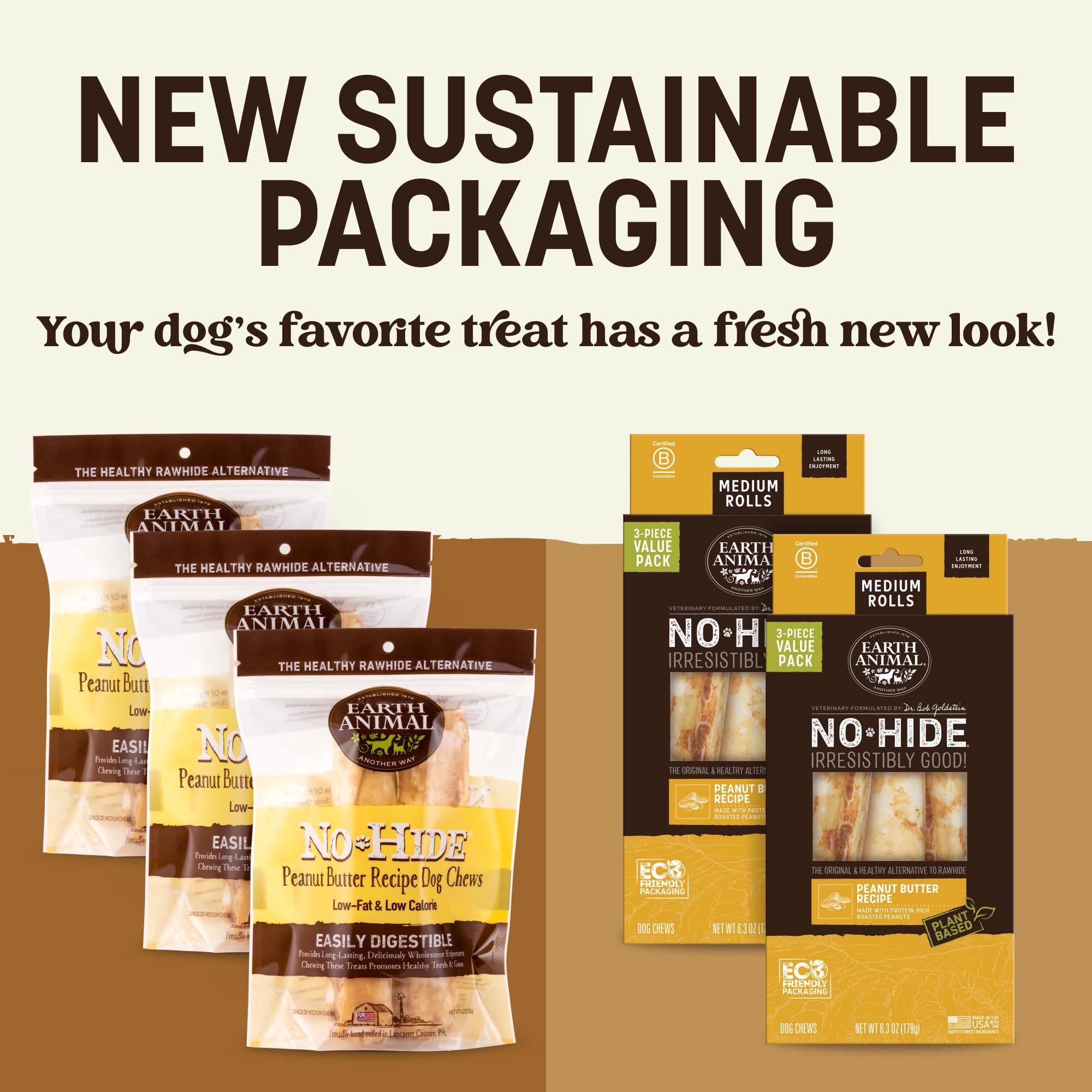 Earth Animal No Hide Chews perro masticando formato mediano