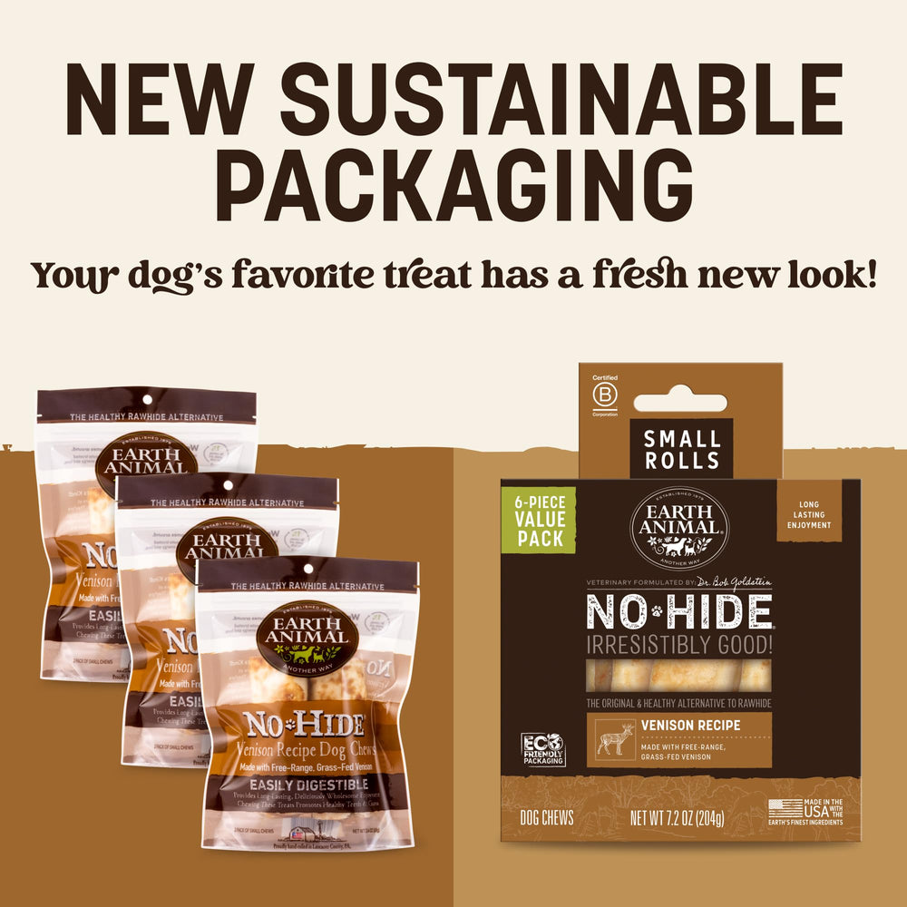 Earth Animal No Hide Chews venison para perros pequeños, alternativa sin piel segura