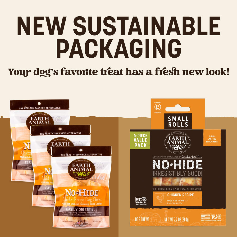 Earth Animal No Hide Chews, textura firme para una masticación sostenida