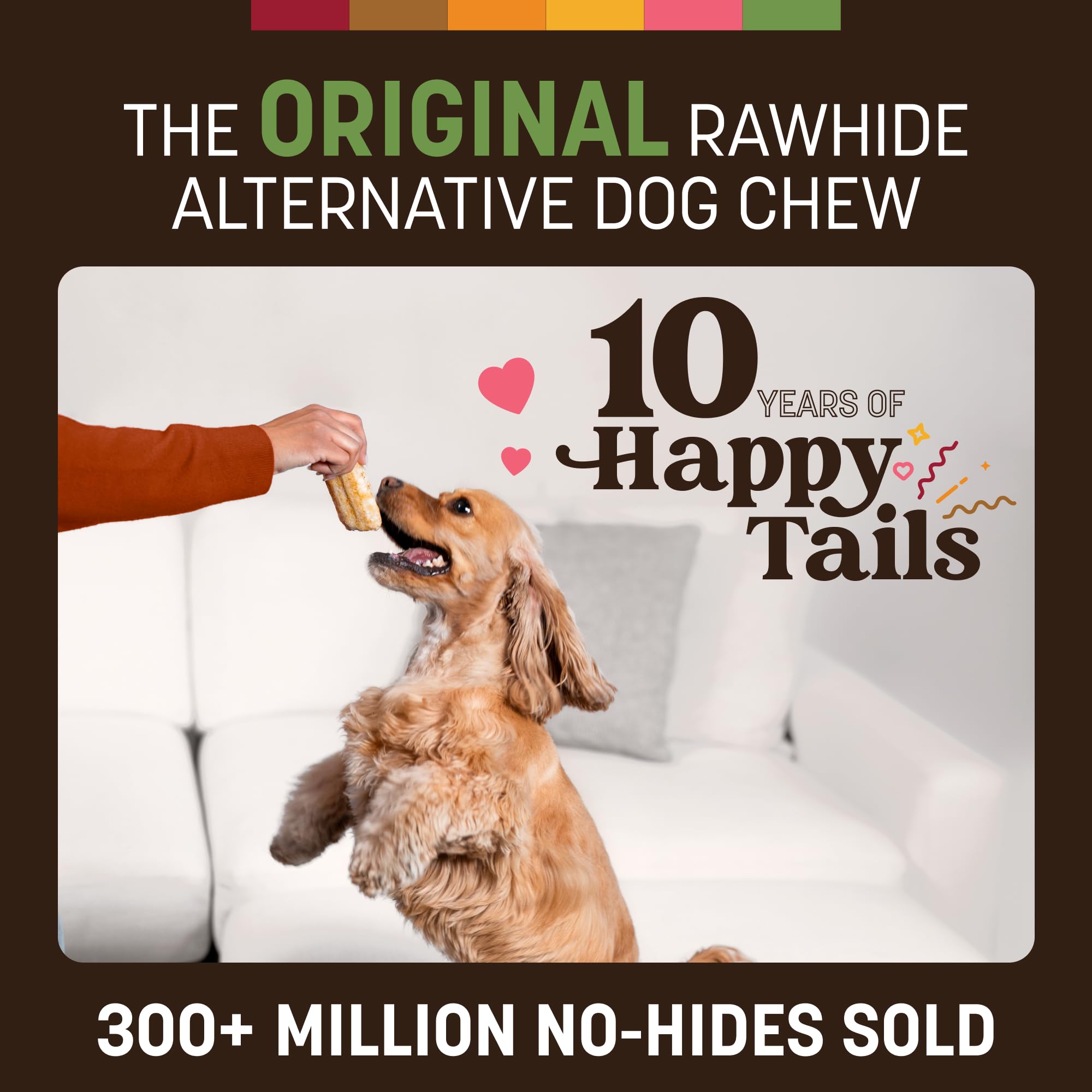 Earth Animal No Hide Chews, textura de cerdo en rollos, ideal para perros pequeños al masticar.