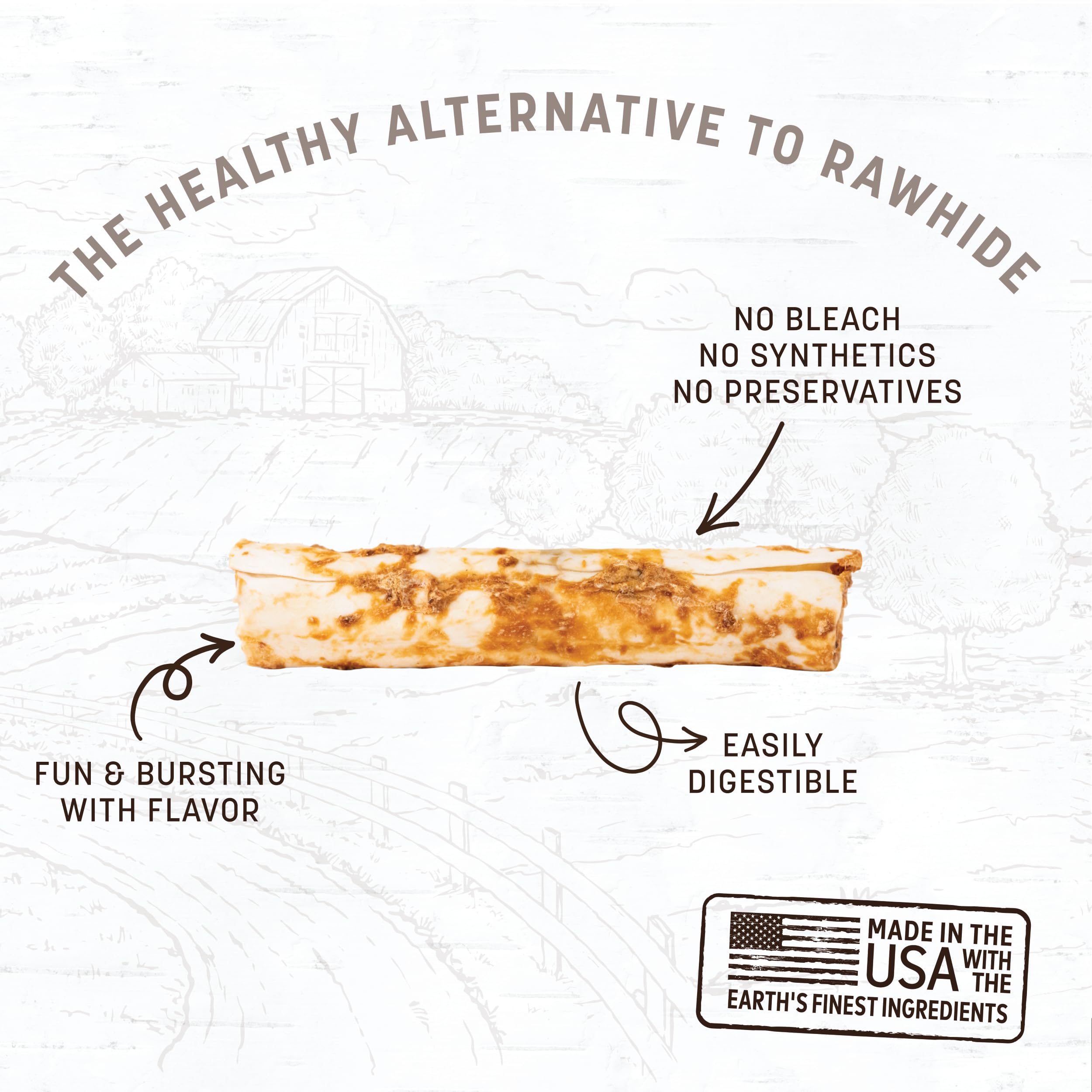 Earth Animal No Hide rollos salmón mediano, digestión fácil para perros activos.