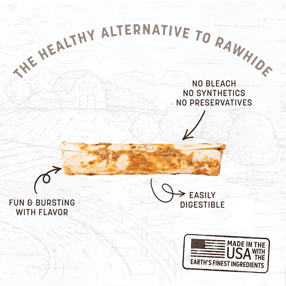 Earth Animal No Hide rollos salmón mediano, digestión fácil para perros activos.