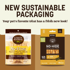 Earth Animal No Hide Stix sabor mantequilla de cacahuate para perros.