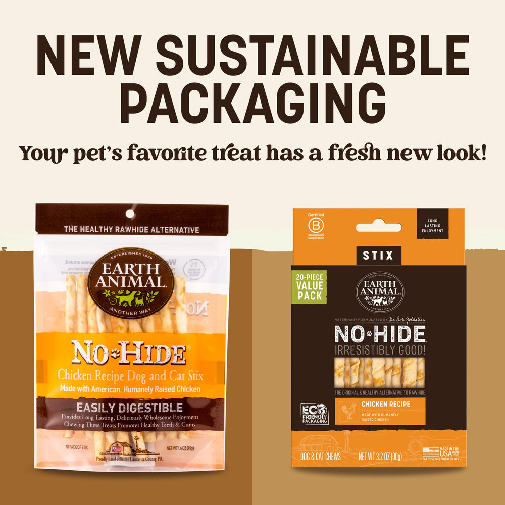 Earth Animal No Hide Stix para perros pequeños, masticación agradable y segura.