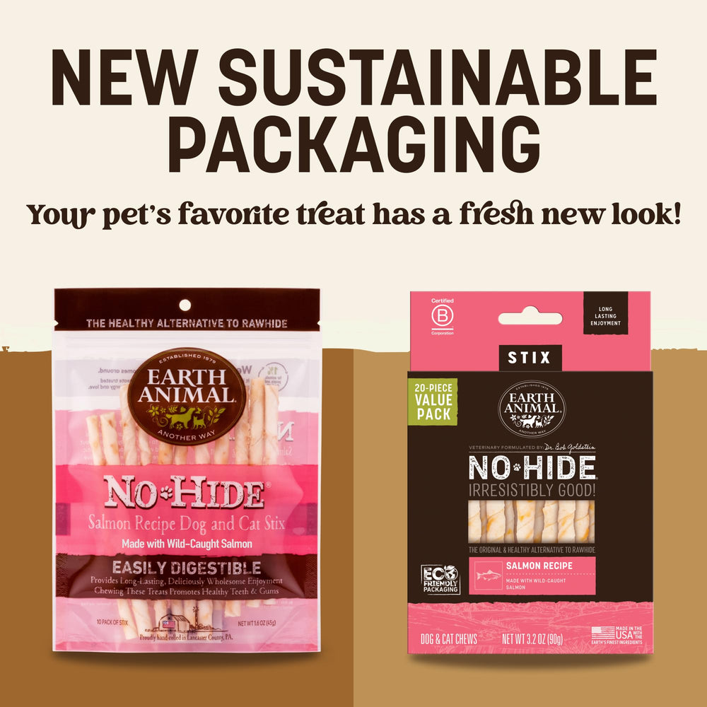 No Hide Stix de salmón, textura atractiva para masticar y apoyo dental suave