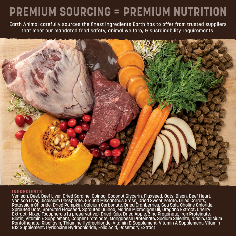 Earth Animal Wisdom carne de res secada al aire, textura crujiente para masticadores