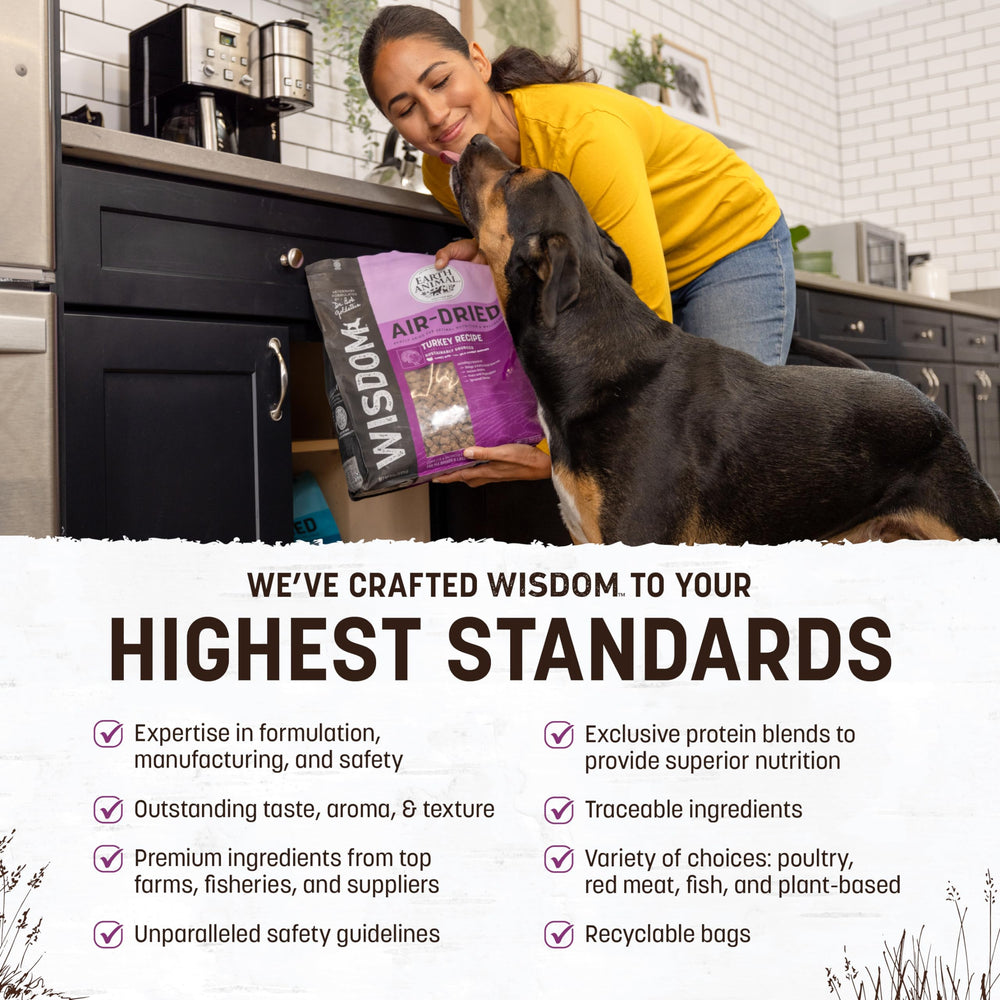 Earth Animal Wisdom textura jerky de pavo, ideal para perros selectivos