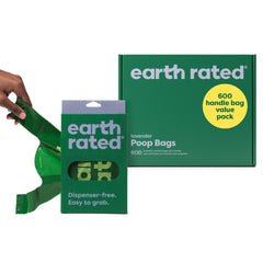 Earth Rated bolsas para caca de perro con mangos, fáciles de atar.