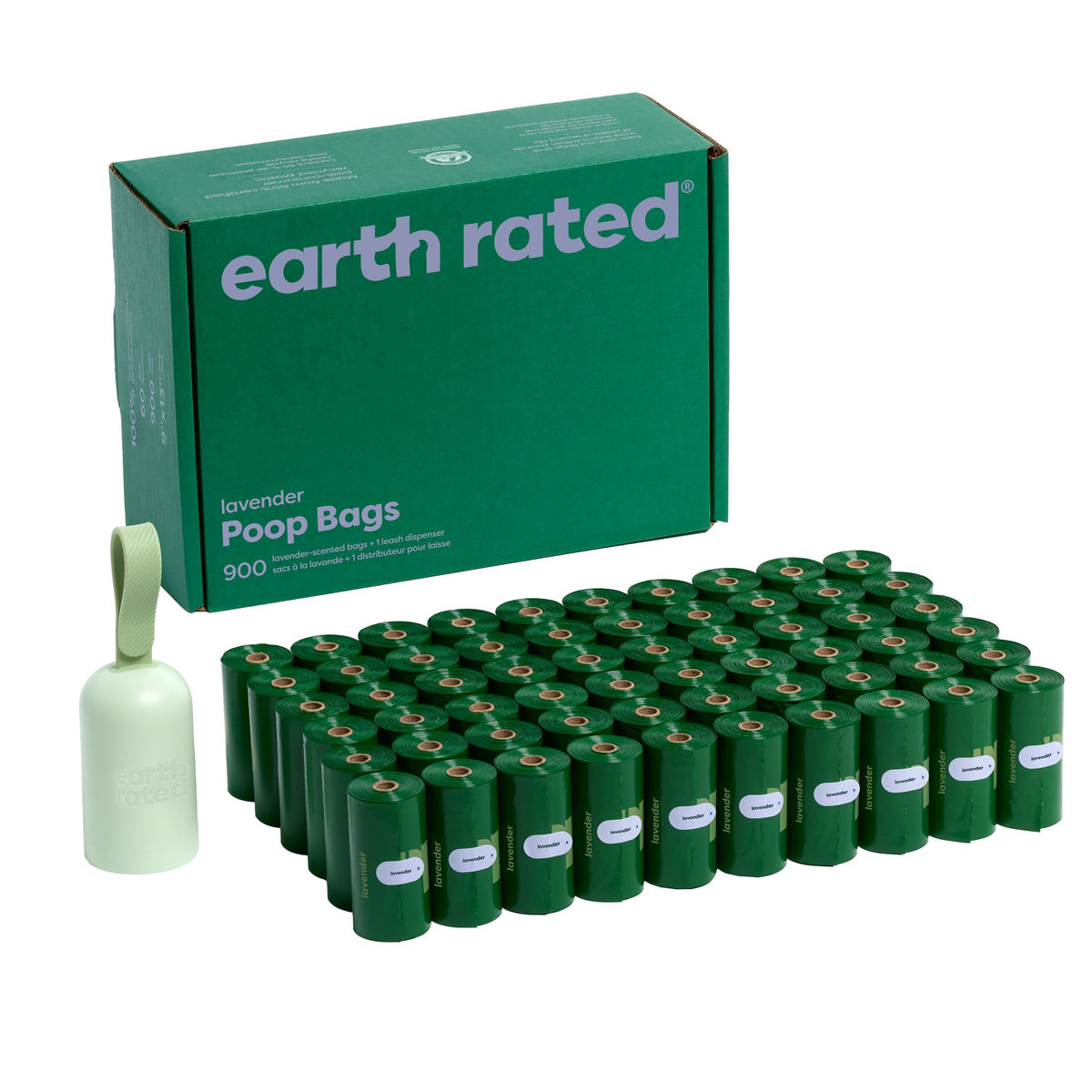 Earth Rated portabolsas para caca de perro con aroma a lavanda, práctico para paseos