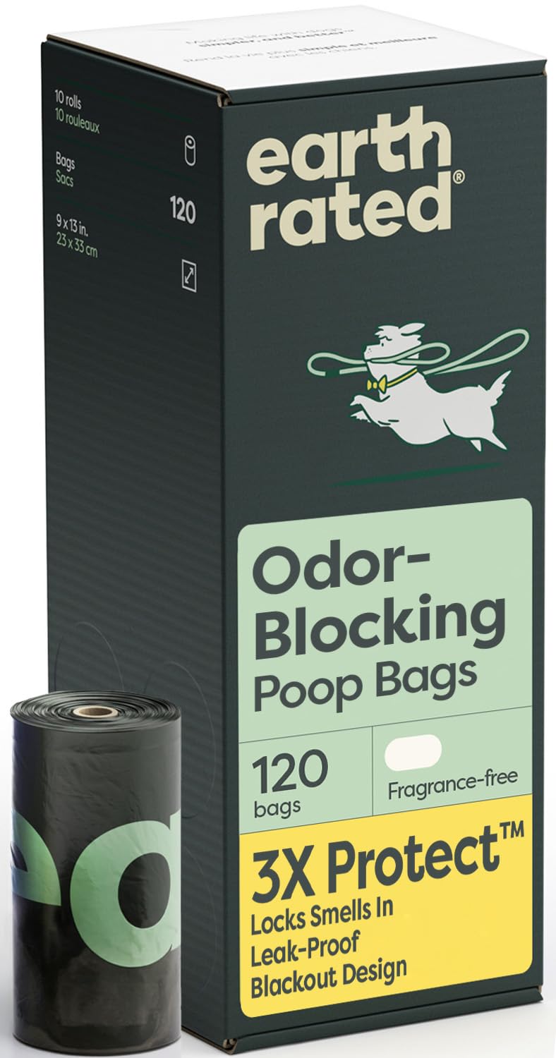 Earth Rated 3X Protect: rollos de bolsas para perro, bloqueo de olores para paseos.