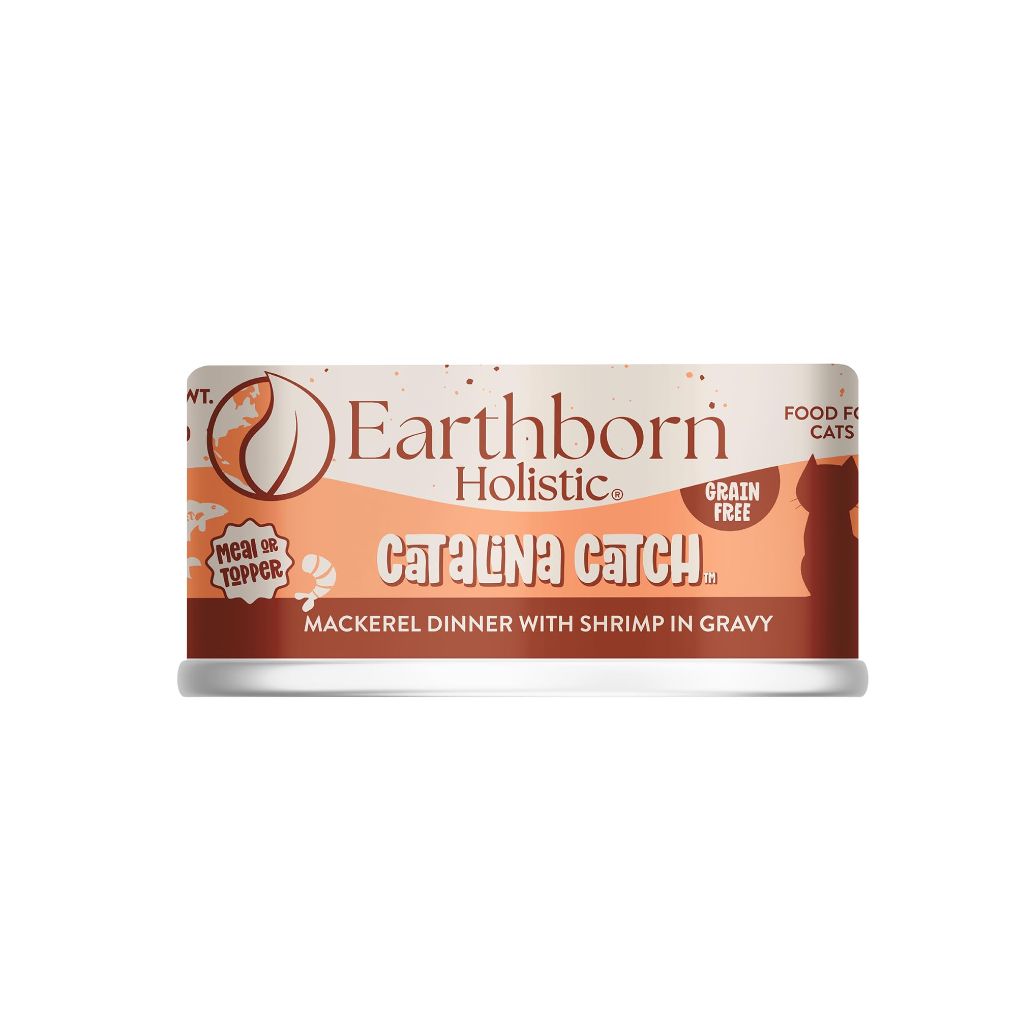 Earthborn Holistic Catalina Catch lata frontal, proteína de alta calidad para gatos.