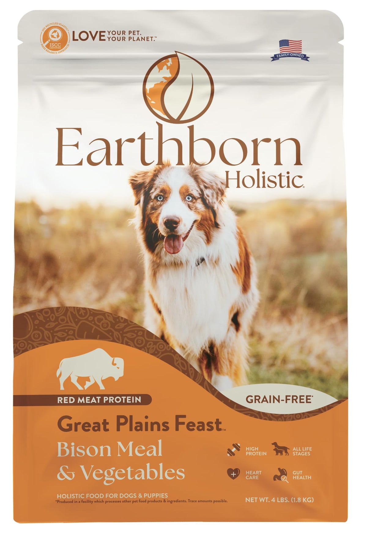 Earthborn Holistic Great Plains Feast croquetas de perro crujientes para energía diaria