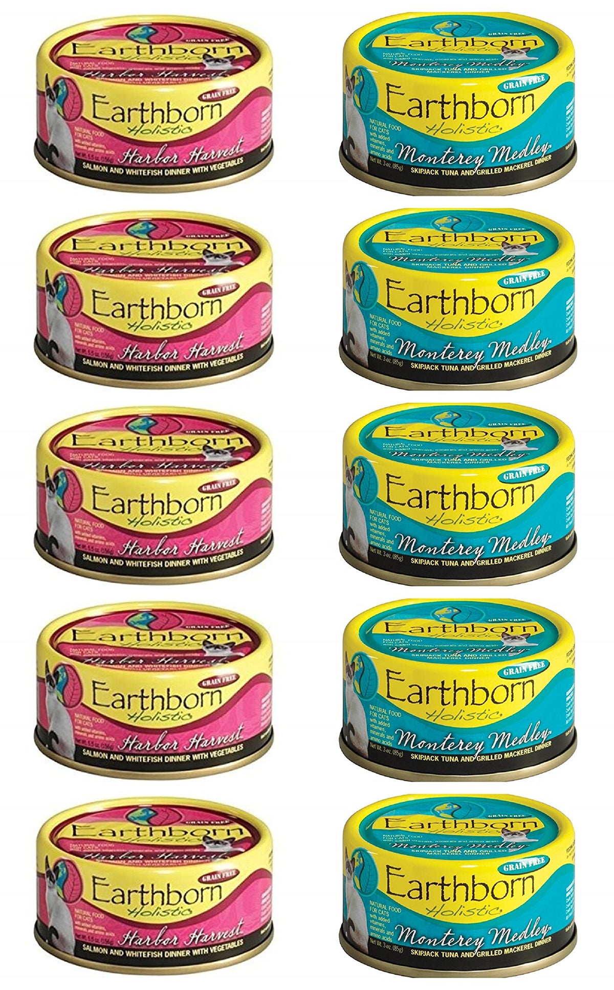 Earthborn Holistic Harbor Harvest, lata individual, nutrición sin granos para gatos
