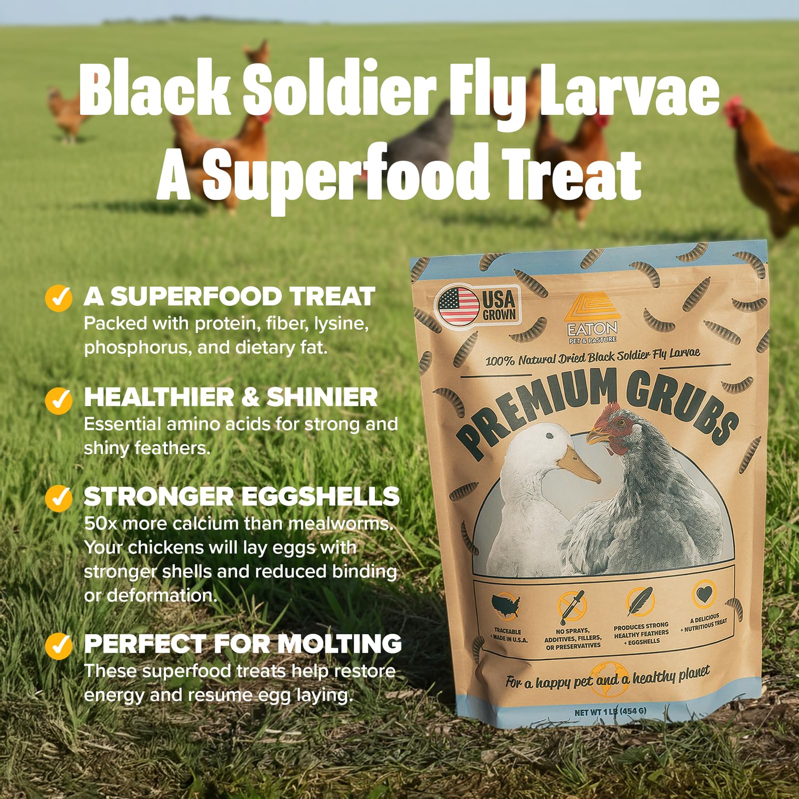Eaton Pet and Pasture: para aves silvestres, opción nutritiva para el forraje.