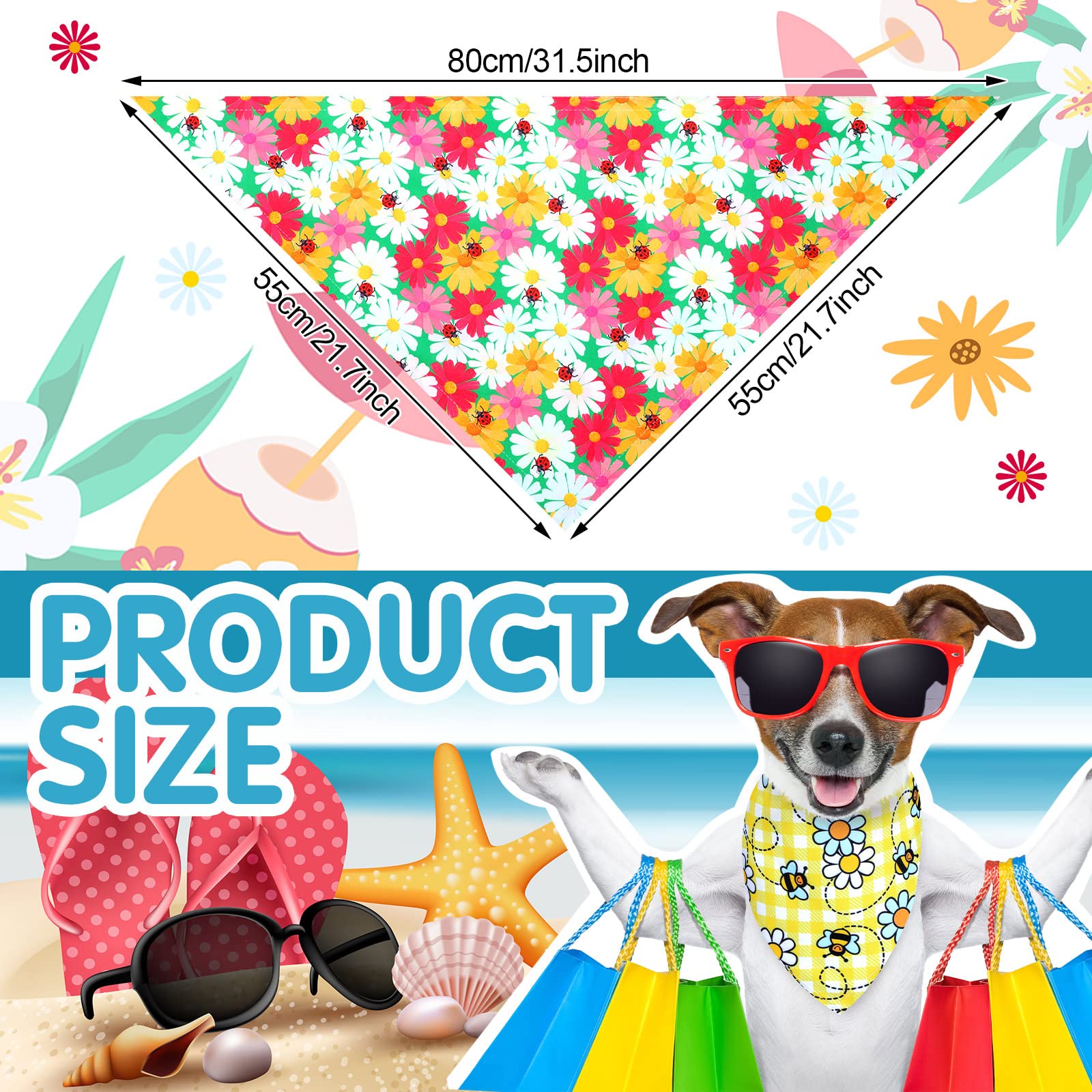 Bandanas Eccliy para perros con diseño de primavera, llamativas y cómodas
