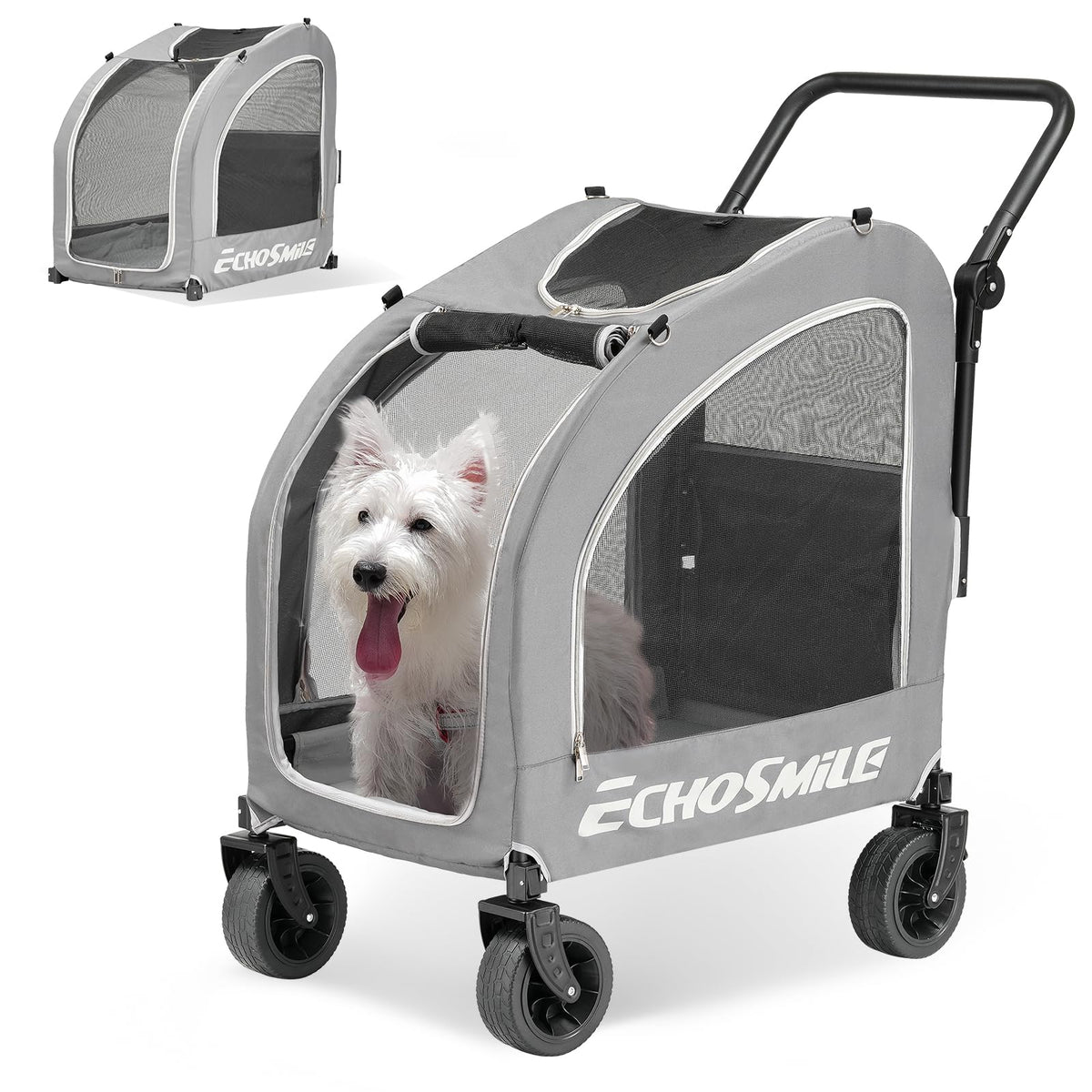 EchoSmile carrito de mascotas con espacio ventilado para mayor comodidad del animal