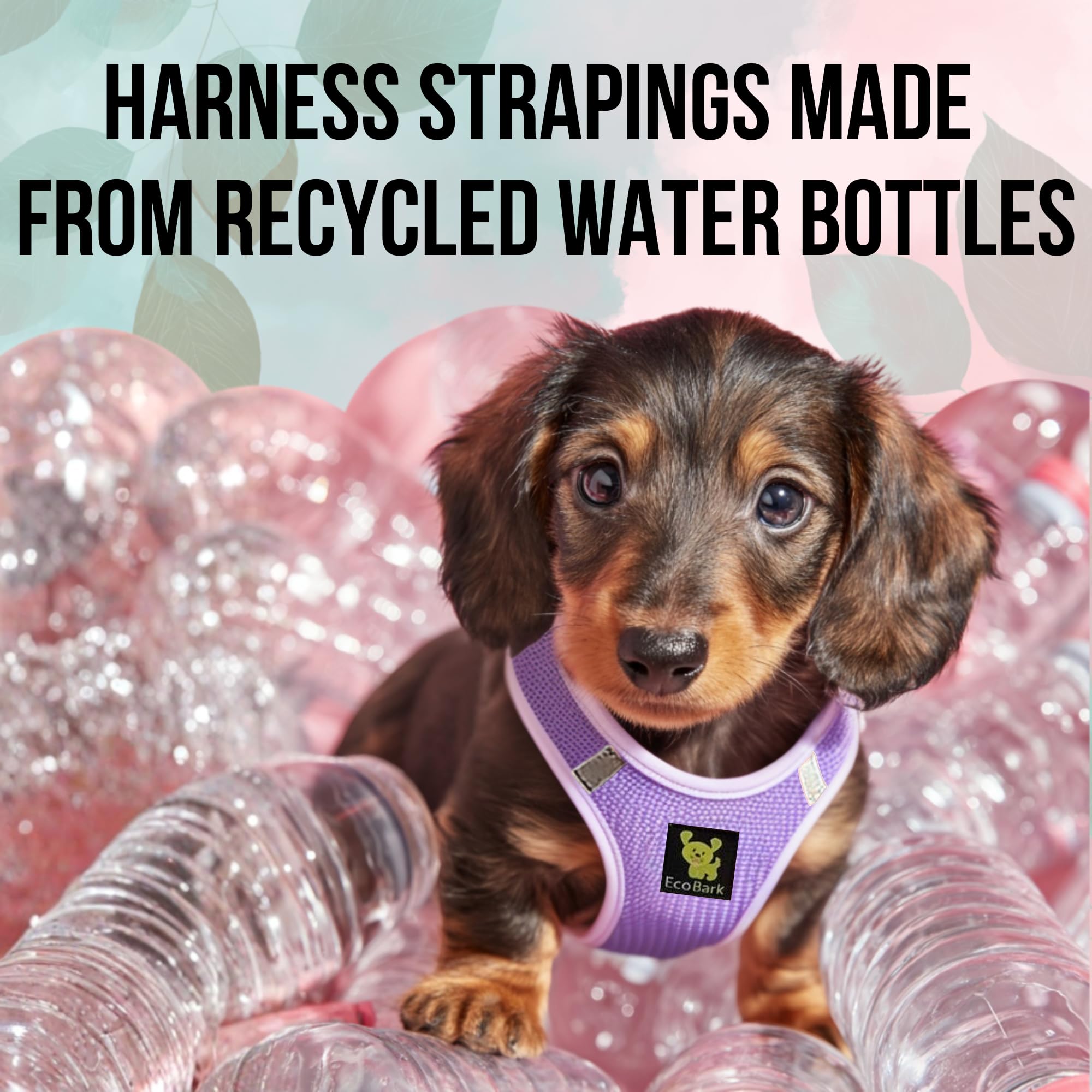 Harnais EcoBark avec sangles recyclées, durable et respectueux de l'environnement.