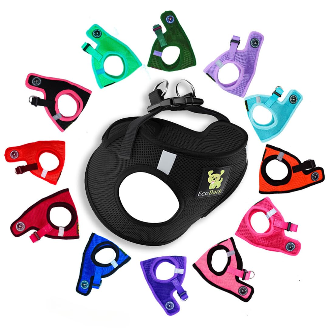 EcoBark Step In arnés para teacup XXS negro, paseo cómodo