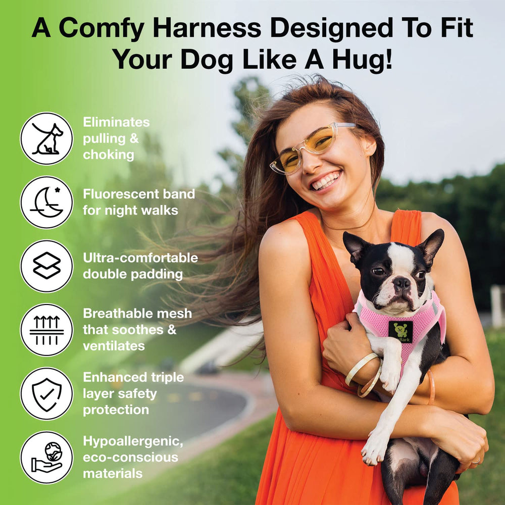 Arnés EcoBark Teacup, ajuste rápido para formas de perros pequeños.