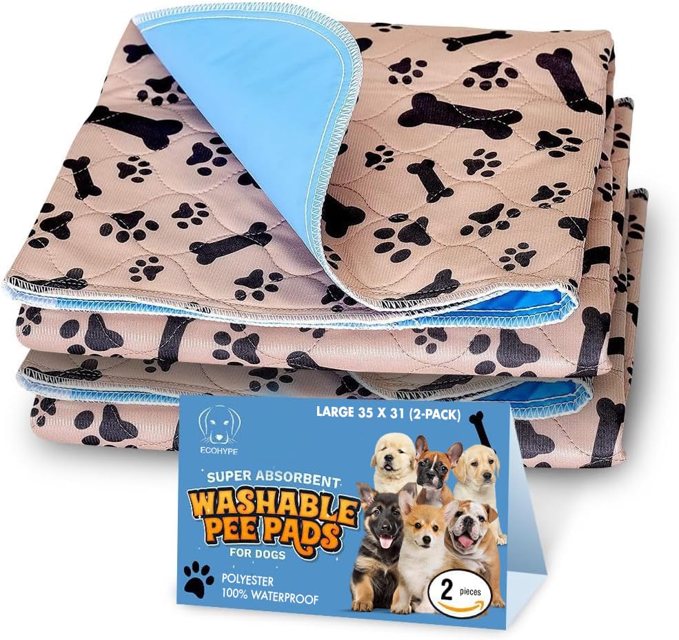 Almohadilla lavable ECOHYPE para perros, patrón de huellas, ideal para entrenamiento.